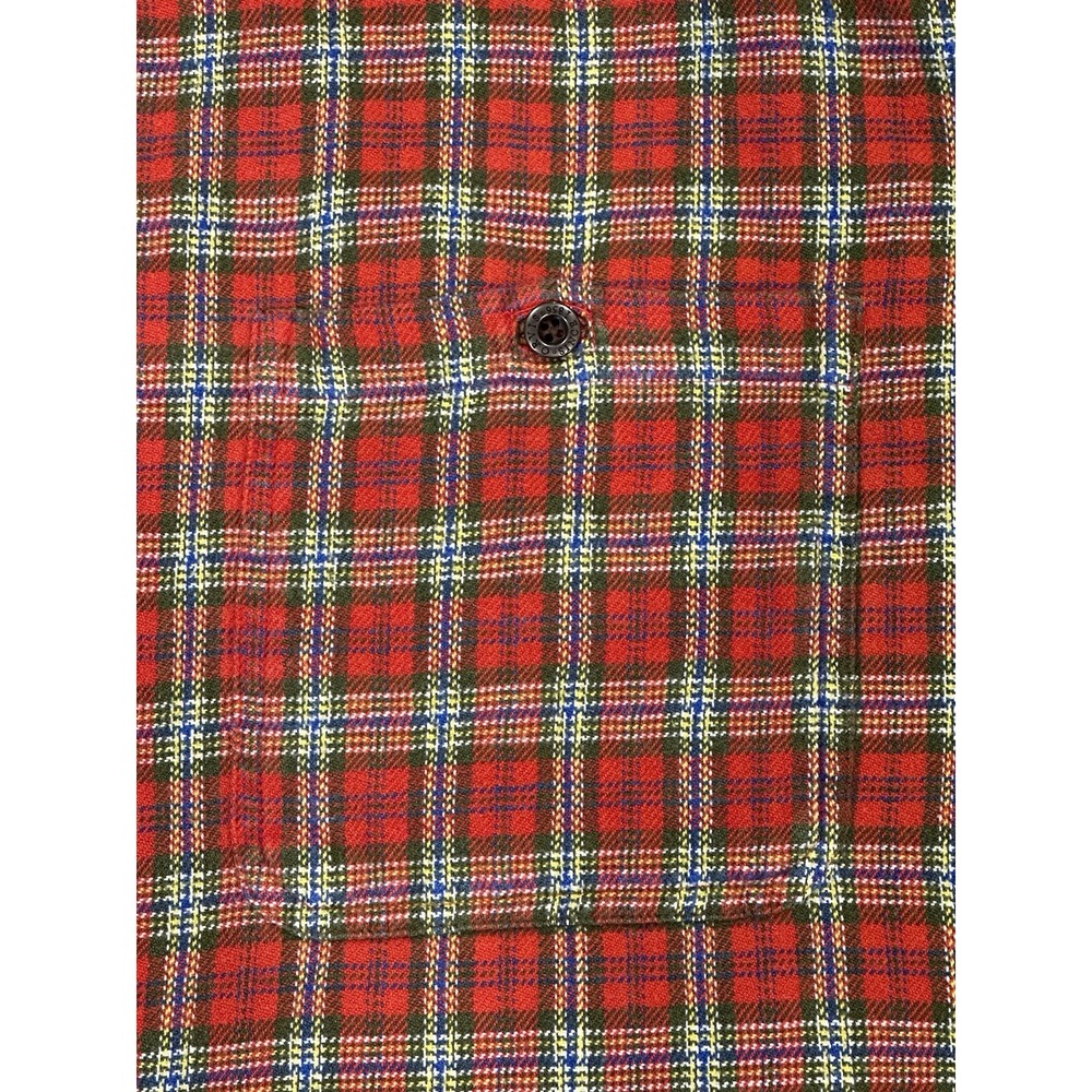 ORVIS Heavy Flannel Shirt Jacket Red Plaid Camp Shacket Pockets Cotton Mens L - Picture 3 of 10
